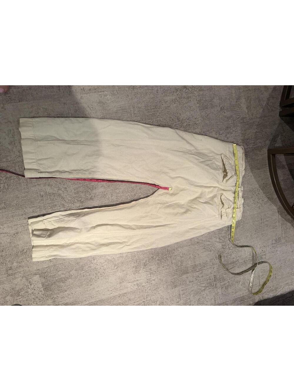 Free People Cotton Linen Oversized Loose Sky Rider Cropped Tie waist Pant sz S - Picture 4 of 5
